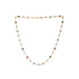 Estele Gehena Gold Finish Minimal Multi-Color Floral Charm Necklace image 3