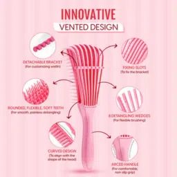 Matra Detangling Hair Brush Vented Comb - Wet Detangler With Spacing Clip (Any Color) image 4