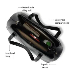 fastrack accessories Fastrack Black Solid Classic Large Slingbag with Detachable Strap image 4