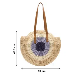NFI Essentials Multi-Color Ethnic Knitted Straw Wicker Woven Design Handmade Hobo Beach Handbag image 4
