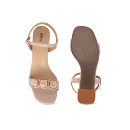 PEPPER Women Block Nude Sandal Heels image 4