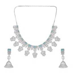 Nuyug Multi-Color Rhodium Plated Vivid Sage Necklace with Earrings image 4