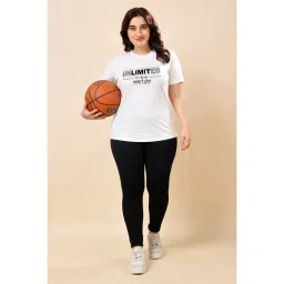 The Fit Theory Women White Round Neck Breathable Quick Dry Training T-Shirt image 4