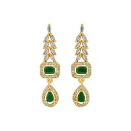 Teejh Sparky Gold Plated Green Cz Stone Necklace Set image 4