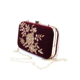 Odette Maroon Embellished Sassy Clutch image 4