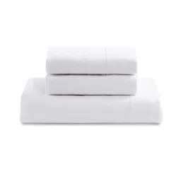 LANE LINEN White 144Tc Cotton Fitted Bedsheet with 2 Pillow Covers image 4