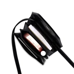 fastrack accessories Fastrack Black Women's Compact Sling Bag with Semi Pu Belt image 4