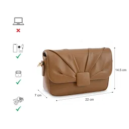 fastrack accessories Fastrack Soft-Pleated Sling Bag with Metal Chain Accents In Tan image 4