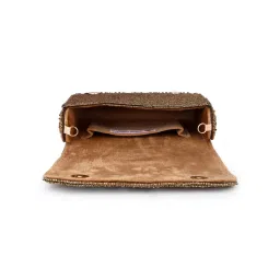 Tarini Nirula Bronze Burst Embellished Clutch With Detachable Strap image 4