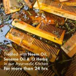 Nat Habit Oil Treated Kacchi Neem Handmade Wooden Comb - Dual + Bounce + Pocket Essentials Combo image 5