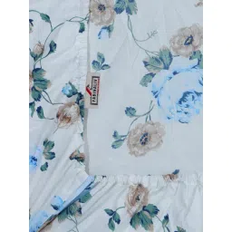FABINALIV Multicolor Floral Cotton Blend King Size Fitted Double Bedsheet With 2 Pillow Covers image 5