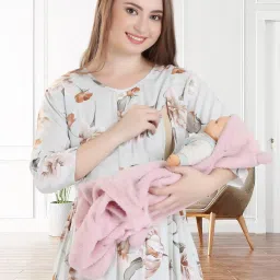 Quira Women Viscose Printed Green Maternity Nighty image 5