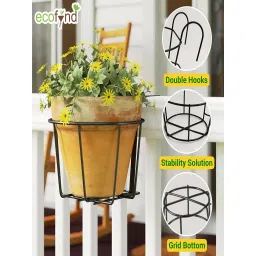 Ecofynd Round Metal Hanging Flower Pot Stand (Set Of 2) image 5
