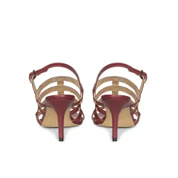 Saint G Women Bordo Maroon Leather Stiletto Sandal Heels image 5