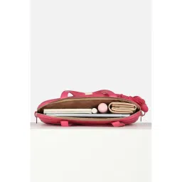 Allen Solly Women Casual Textured Pink Laptop Bag with Detachable Strap image 5