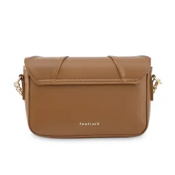 fastrack accessories Fastrack Soft-Pleated Sling Bag with Metal Chain Accents In Tan image 5