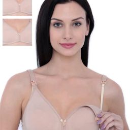 Inner Sense Organic Cotton Antimicrobial Nursing Bra Pack of 3 - Nude-picture-4