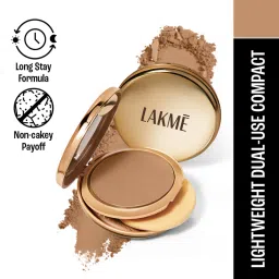 lakme 9to5 unreal dual cover pressed powder - almond-image-97
