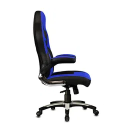 furniturstation Baltra Swivel Study Chair With Headrest in Black & Blue Colour image 3