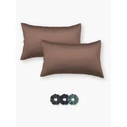 SEEVO Brown Satin Pillow Covers - 17 x 27 Inches (Set of 2) (Free Size) image 1