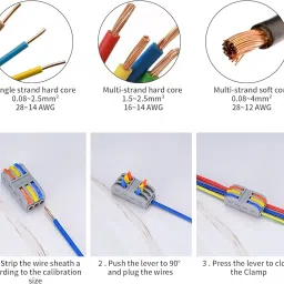 wire connectors electrical - Lever Connectors Nuts - electric cable connector jointer - Quick Connect & Freely Assemble Electrical Splicing Kit (3 in 3 out, 10pc) image 2
