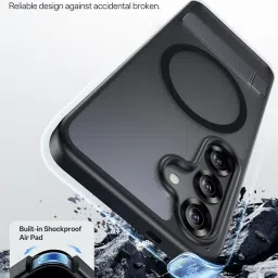 Vihibii Newly Upgrade for Samsung Galaxy S25 Magnetic Back Cover with Build-in Stand, [Compatible with Magsafe], Rugged Shockproof Protective Back & Matte Slim Phone Case for S25 6.2" 2025, Black image 4