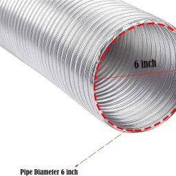 ARDNIB 6" Flexible Aluminum Duct Pipe for Kitchen Chimney | Expands to 6 ft. | Complete Installation Kit with Free Cowl Cover, 2m Tape, and Clamp | Fits Various Chimney Brands, Silver image 2