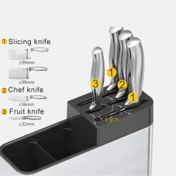 Healthcons Stainless Steel Spoon Holder - Spoon Stand for Kitchen Steel - Countertop Holder for Spoons, Forks, Knives, Spatula - 15L x 10W x 10H cm (Black) image 3