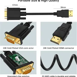 Jozzai Uni-Directional HDMI to VGA Cable, 3.3 FT, Uni-Directional Computer HDMI to Monitor VGA, Compatible for Computer, Desktop, Laptop, Monitor, Projector, HDTV, Roku, Xbox (1 Pack) image 3