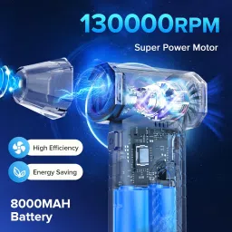 Compressed Air Duster, 8000mAh 130,000 RPM Keyboard Cleaner, Replace Compressed air can, Computer Accessories for Outdoors, PC, Electronics, Snow and Car Dust Off(Deep Black) image 1
