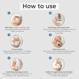 O3+ Bridal Facial Kit Hydrate & Glow | with Hyaluronic Acid, Green Tea Extract and Panthenol Pro-Vitamin B5 - Ideal for Dry Dehydrated Skin | 10 Steps Facial Kit (42g + 80ml) image 4