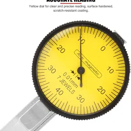 EVTSCAN 0 to 0.8mm Lever Type Test Indicator with Magnetic Base Set, 32mm Dial Diameter with Rotating Bezel and 200mm Flexible Adjustable Arm image 3