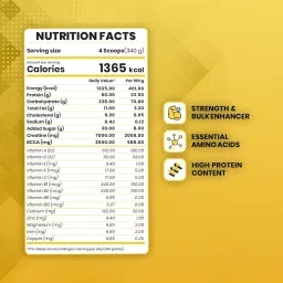 Nutrimuscle Massive Muscle Mass Gainer - 3 Kgs - Choco Treat (Chocolate) Flavour - for Mass, Muscle, Power & Strength Gain - Contains Complex Carbohydrates, Whey Protein, BCAA , Digestive Enzymes & Essential Vitamins & Minerals - Also Contains Nutrimuscle CREATINE MONOHYDRATE - High protein Gainer image 4