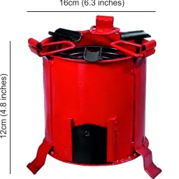 BOGEN LITE Angeethi BBQ Style Metal Ashtray | Cigarette Rest for Indoor Outdoor | Handcrafted Tabletop Cigar Ashtray for Home Office (15 cm x 13 cm x 12 cm) (Red) image 1