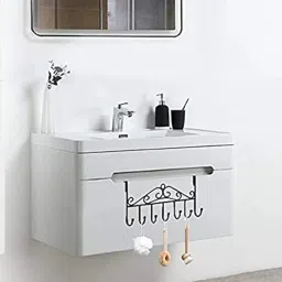 Mealivara Over Door Hook Rack for Clothes, Towels & Bags, Metal Hanging Organizer with 5 Hooks, Door Hanger for Bedroom, Bathroom & Kitchen. (1 pcs) image 3