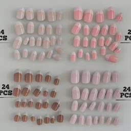 Nail Fairy 96 Pcs Press on French Nails, 4 Colours, With Glue Sheets Artificial Nails Set for Girl Women Model - NQ877 image 2