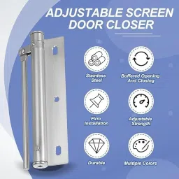 QONETIC Automatic Door Closer, Adjustable Stainless Steel Spring with 150° Opening Angle, Heavy Duty Safety Soft Closing with Screws Allen Key for Residential & Commercial (Auto Door Closer) image 5