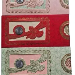 Jewett Shagun envelop with coin, wedding shagun envelope with coin, Designer Sagan Cash Money Envelopes, Anniversary, Birthday and many other Occasions (Multicolor) (Pack of 10) image 2