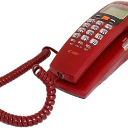 Landline Telephone for Office || KX-T555 Corded Caller ID Phone || LAN Wire Fiber Support System Basic Calling Phone for Home & School (Red) image 1