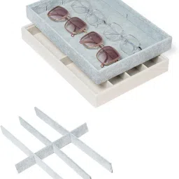 MYADDICTION Glasses Case 8 Grids Sturdy Sunglasses Storage Box for Watches Beads Jewelry Gray image 5