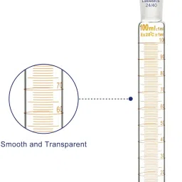 Labasics Graduated Cylinder with Stopper, 100 ml Borosilicate Glass Measuring Cylinder with 24/40 Standard Ground Joint Stopper, Durable Laboratory Glassware for Accurate Liquid Measurement image 1