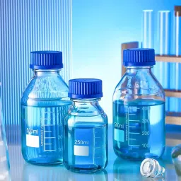 Bello Borosilicate Glass reagent bottle 100ml with leak proof Blue Screw Cap pack of 4 for glassware wide mouth chemical bottles for lab, laboratory, kitchen and professional use image 5