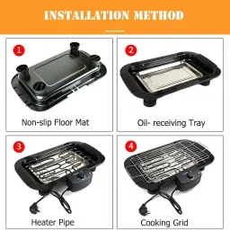 PATTAR 2000W Electric Smokeless Portable Adjustable Temperature Control Indoor&Outdoor Barbeque Grill Set For Home Removable Water Filled Drip Tray With 12 Skewers(Pack Of 1-Black) Free image 5