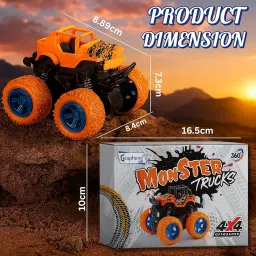 Graphene Monster Trucks (Pack of 4), Friction Powered Monster Car Toys for Boys 3-7 Years Old, Durable High-Density Alloy and Non-Toxic Plastic, Non-Slip Tires for Educational Play(Pack of 4) image 3