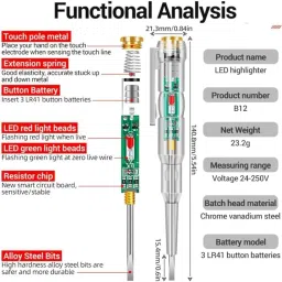 FIRSTMILE Advanced Intelligent Chip High-Brightness Intelligent Voltage Tester Pen Multi-function LED Test Pen & Screwdriver for Electric Power Testing Voltage Tester Detector [Safety Highlighter Pen] image 1