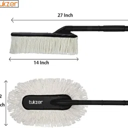 XENOS Car Cleaning Duster with Microfiber Mop Head - Long Handle Dust Remover for Interior & Exterior - Reusable Cleaning Brush for Car Dashboard, Furniture, Home & Bike - Pack of 1 image 4