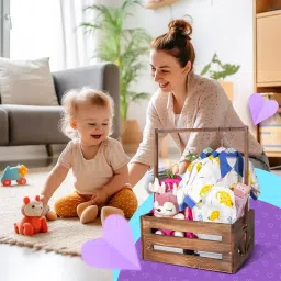 Baby Shower crates with Handles, Wood Storage Containers for Organizing, Crates for decoration, Baby Shower Gifts Centerpieces for Decoration image 2