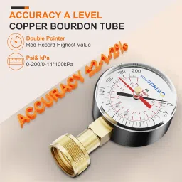 Water Pressure Gauge 3/4" Female,0-200 PSI Pressure Gauge Water Pressure Test Gauge for Home,2.5" Dial Pressure Gauge. image 5