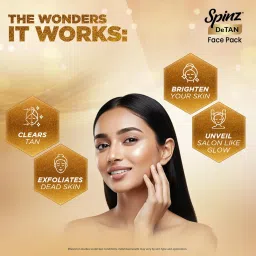 Spinz DeTan Face Pack with Besan, Honey and Kojic | Salon like glow in 15 mins, 100% Guaranteed, Used by Professionals, No Bleach | 72g | Pack of 6 (12g*6 pcs) image 3