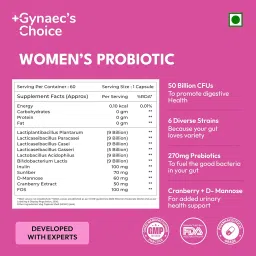 Gynaec’s Choice Women’s Probiotic Supplement – Probiotics & Gut Health Supplements for Digestion, Bloating & Immunity | Pre & Probiotics for Gut Cleanse Detox, IBS Relief & Colon Health | 50 Billion CFUs | 60 Veg Capsules image 5